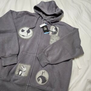 Nightmare Before Christmas  Full Zip Hoodie Size Large Gray Fun Iconic
